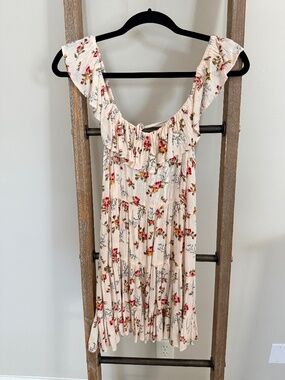 Angie Floral Print Minidress Cutout Back